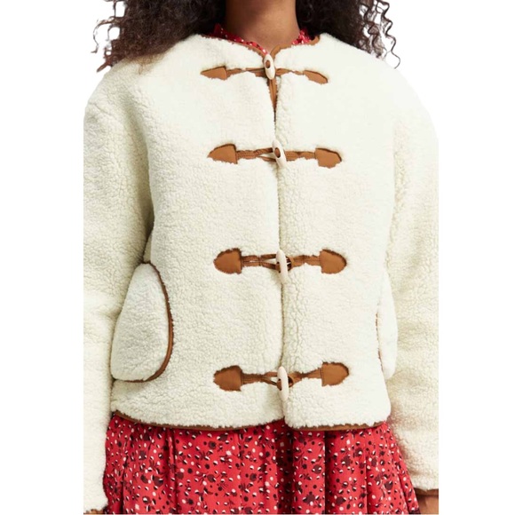 Scotch & Soda Short Teddy Jacket in Off White (M) - Picture 3 of 15